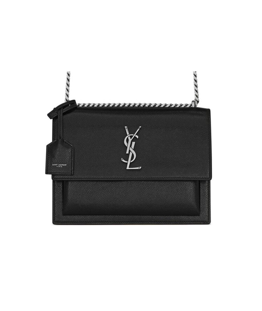 SAINT LAURENT Черная кожаная сумка через плечо, фото 1
