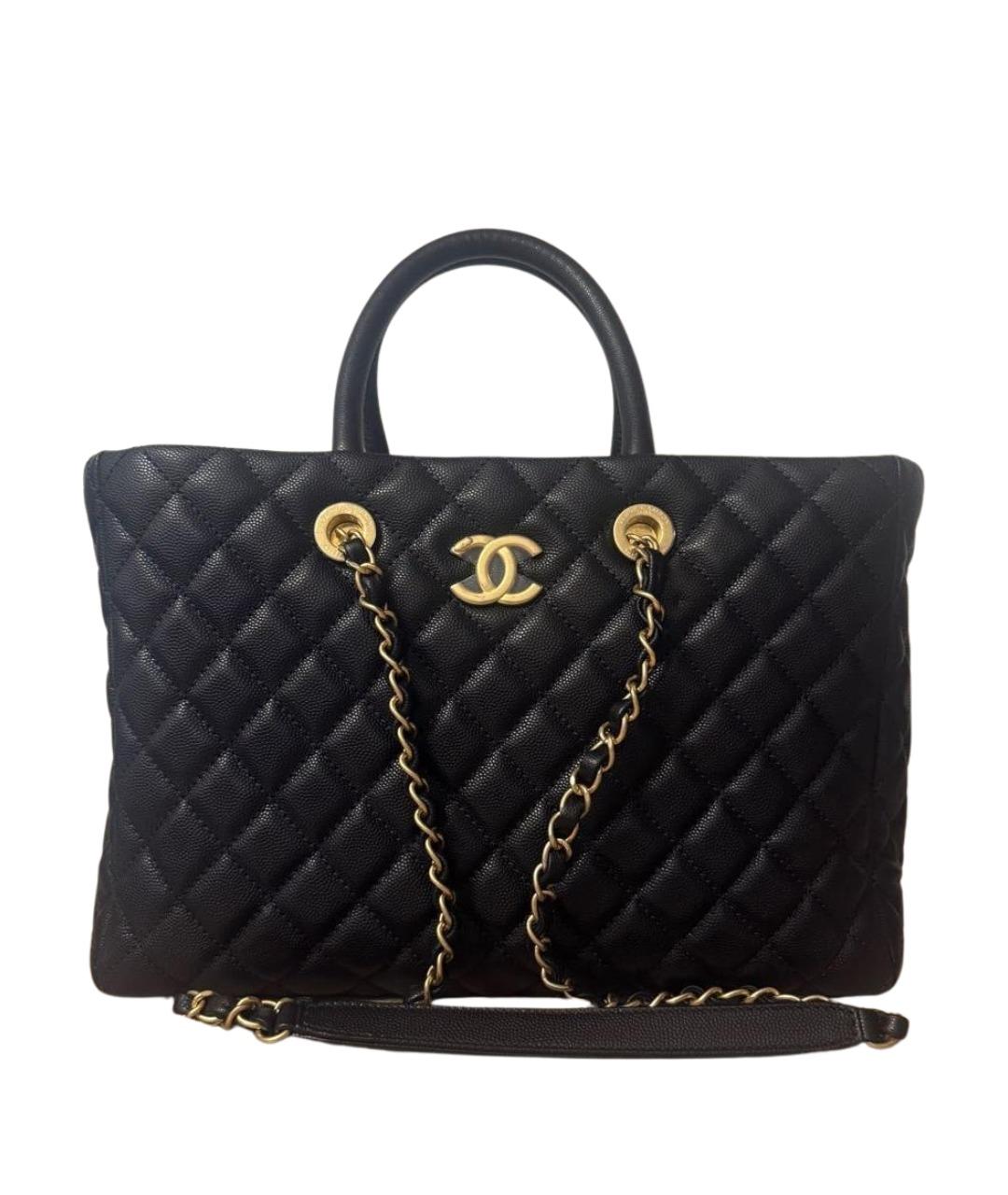 CHANEL Черная кожаная сумка тоут, фото 1