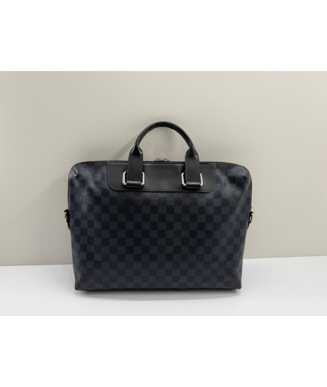 LOUIS VUITTON Черный кожаный портфель, фото 7