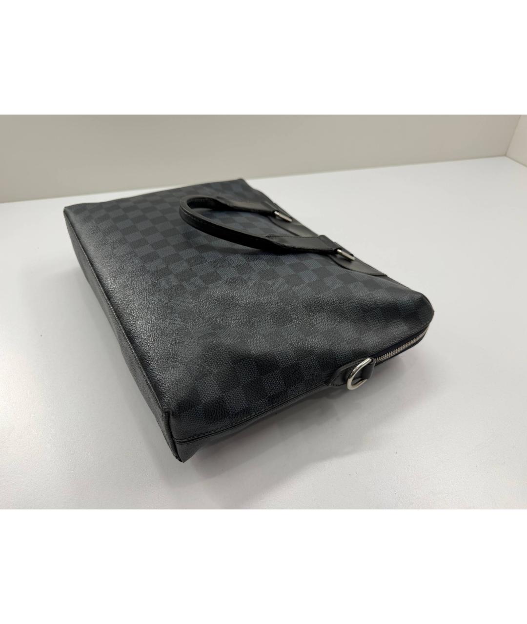 LOUIS VUITTON Черный кожаный портфель, фото 6