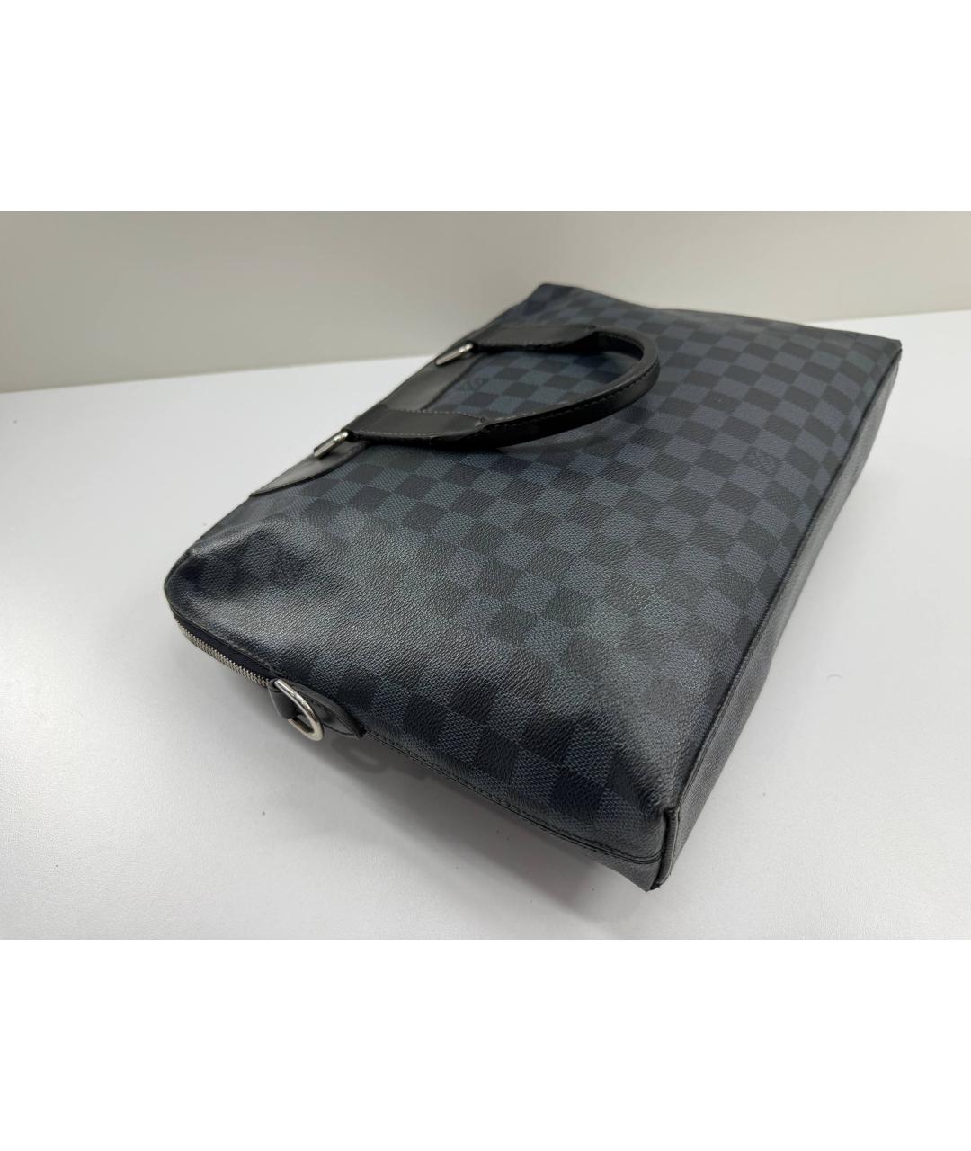 LOUIS VUITTON Черный кожаный портфель, фото 8