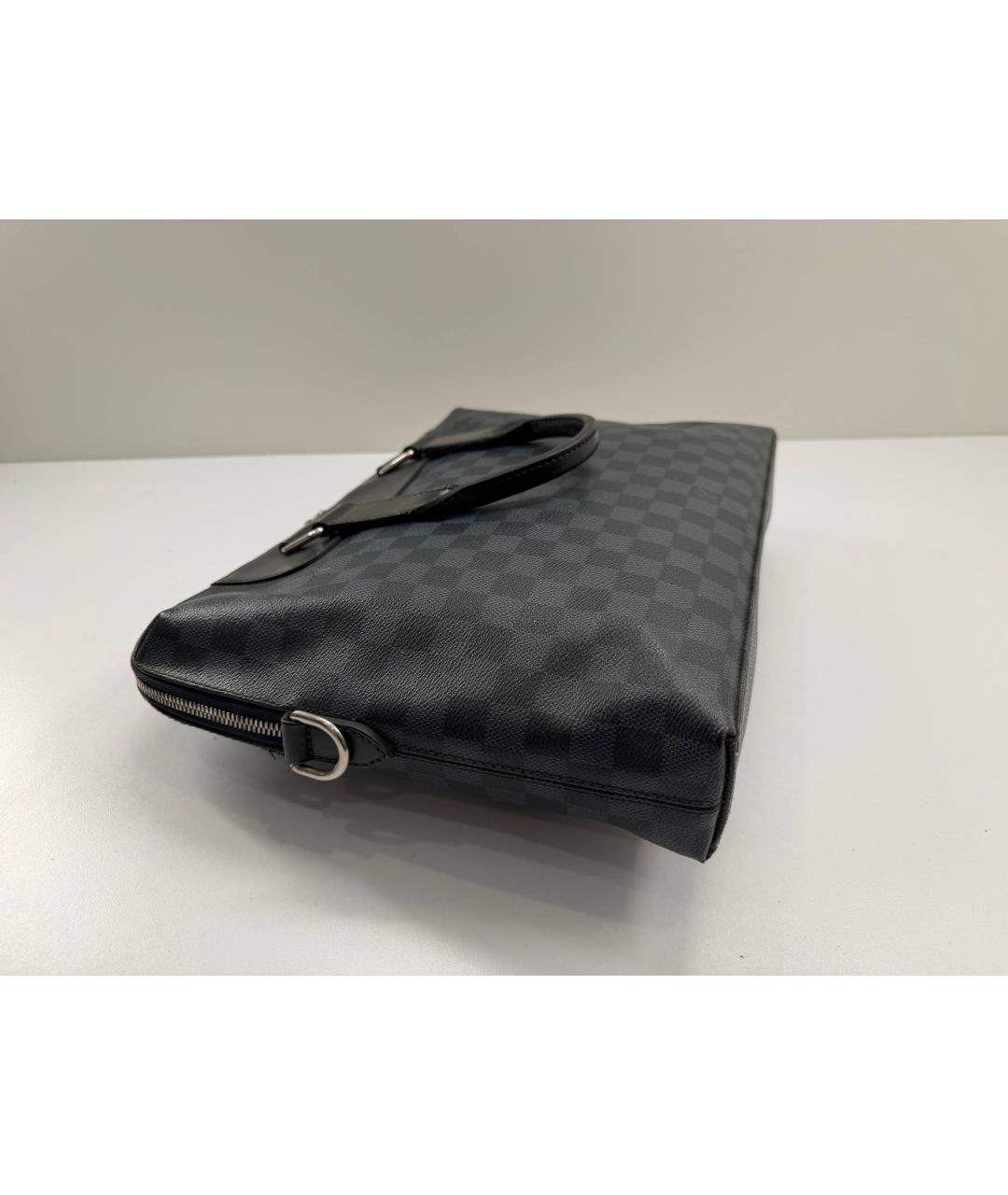 LOUIS VUITTON Черный кожаный портфель, фото 5