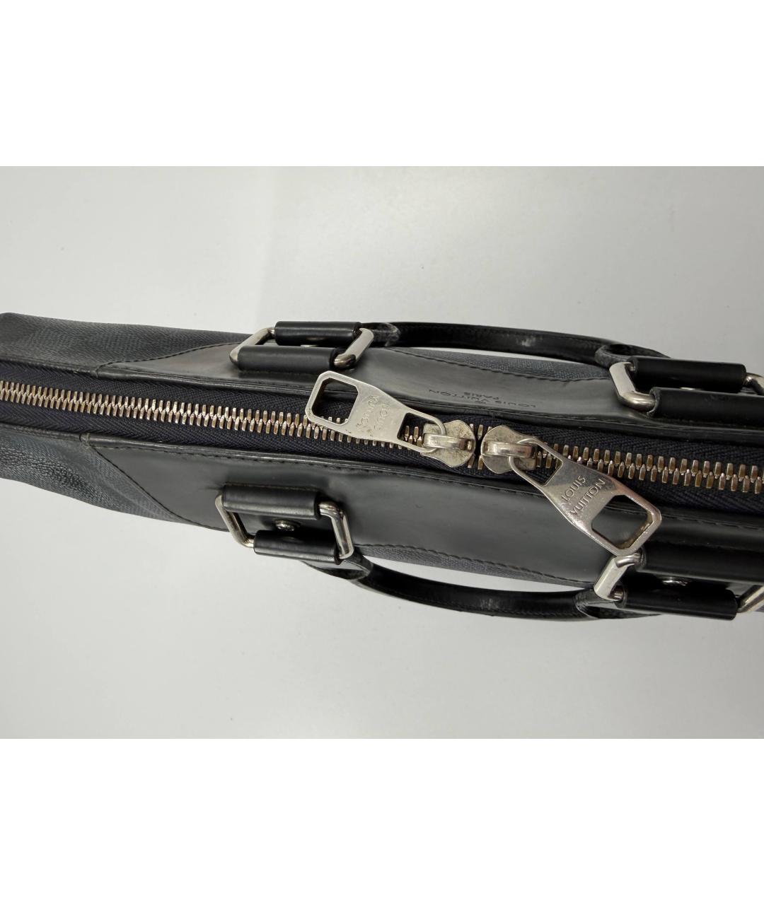 LOUIS VUITTON Черный кожаный портфель, фото 4