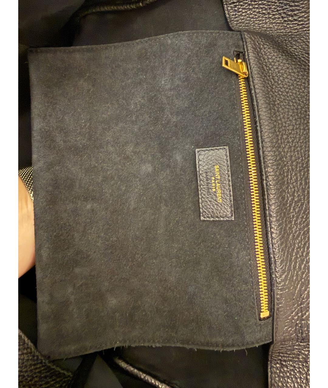 SAINT LAURENT Черная кожаная сумка тоут, фото 6