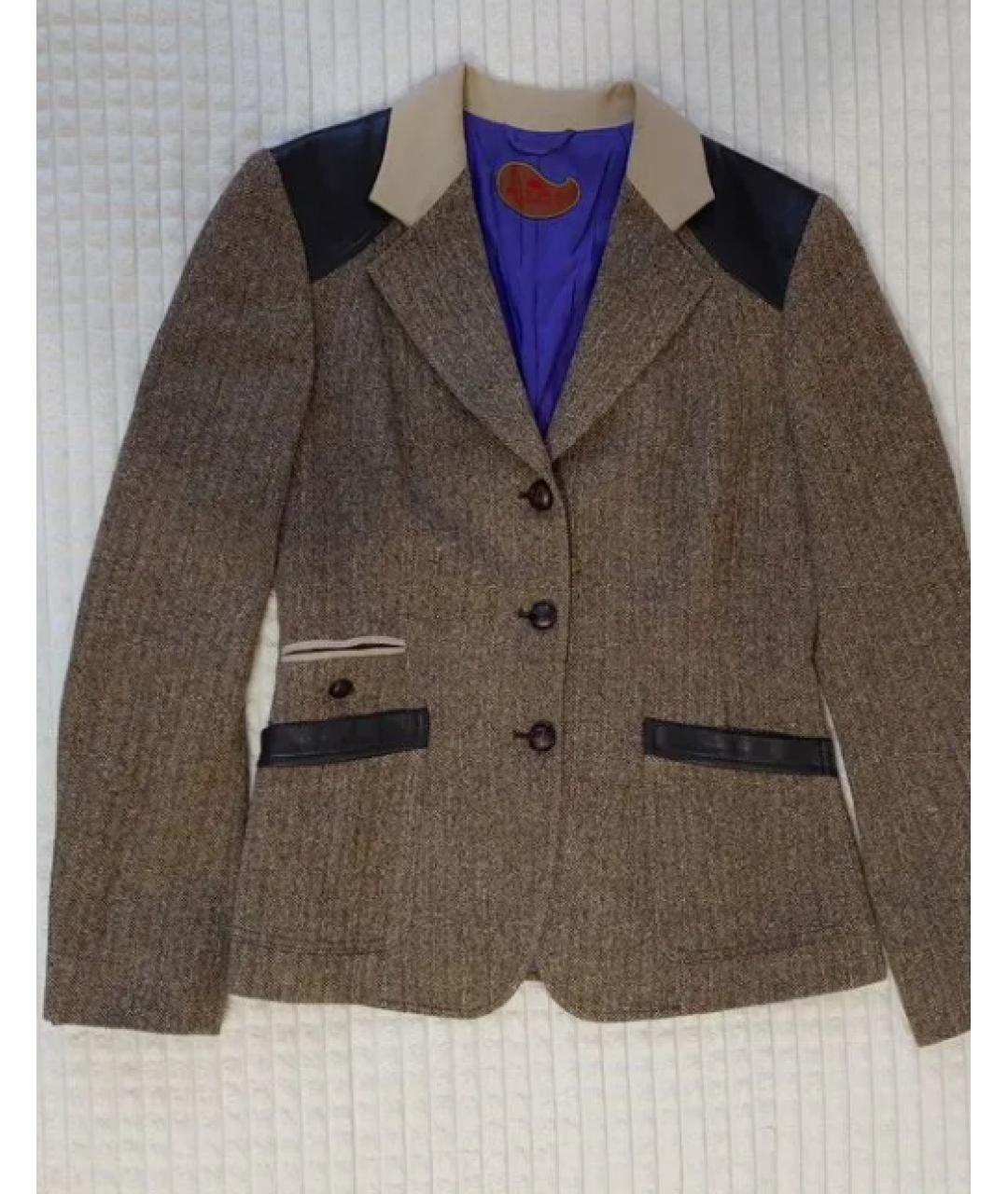 ETRO Коричневый твидовый жакет/пиджак, фото 10