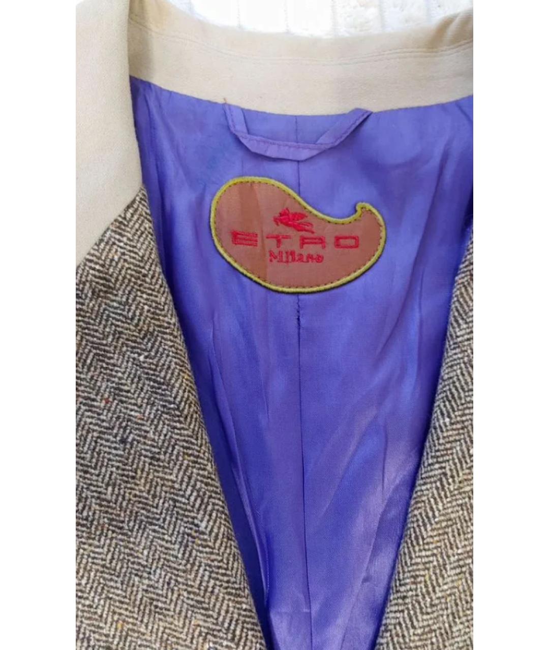 ETRO Коричневый твидовый жакет/пиджак, фото 3