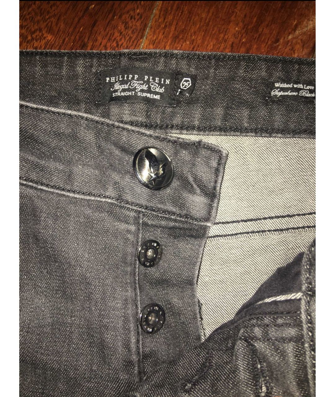 PHILIPP PLEIN Антрацитовые хлопко-эластановые джинсы слим, фото 5