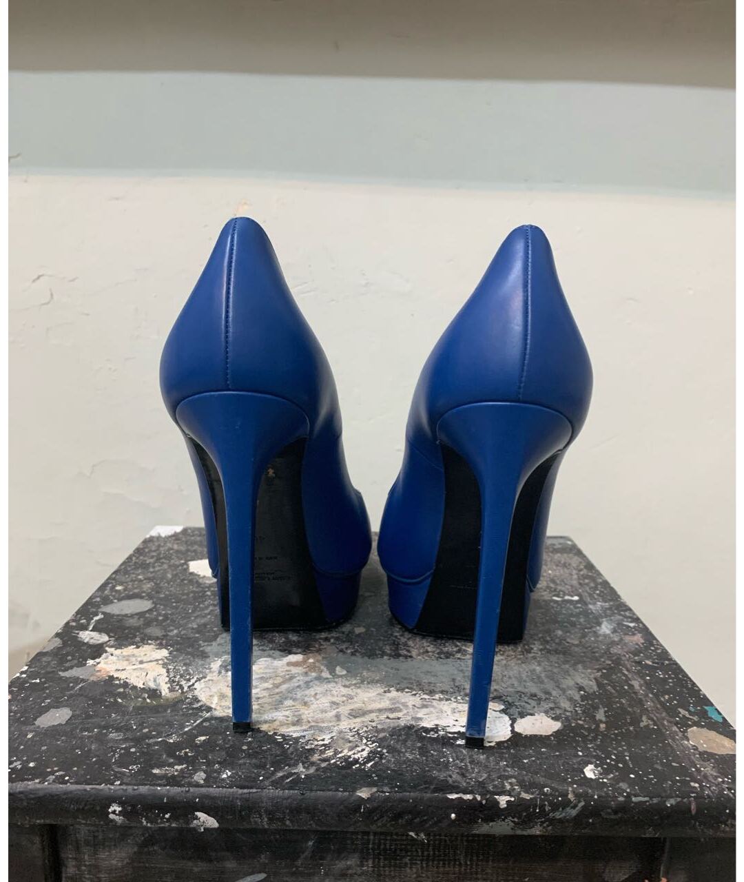 SAINT LAURENT Синие кожаные туфли, фото 4