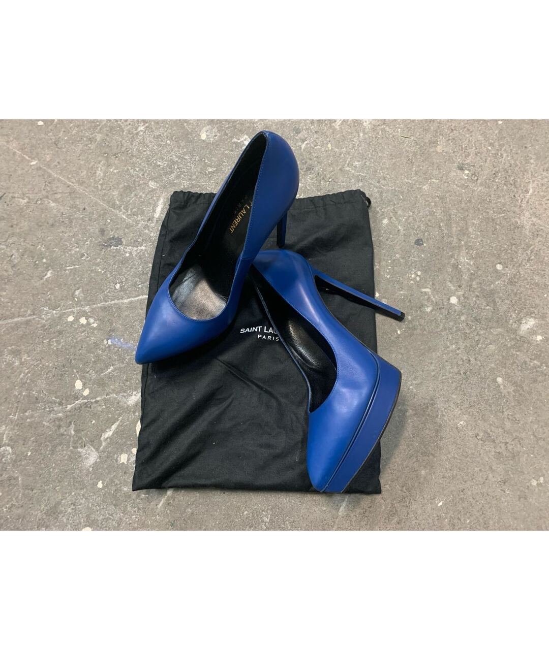SAINT LAURENT Синие кожаные туфли, фото 7