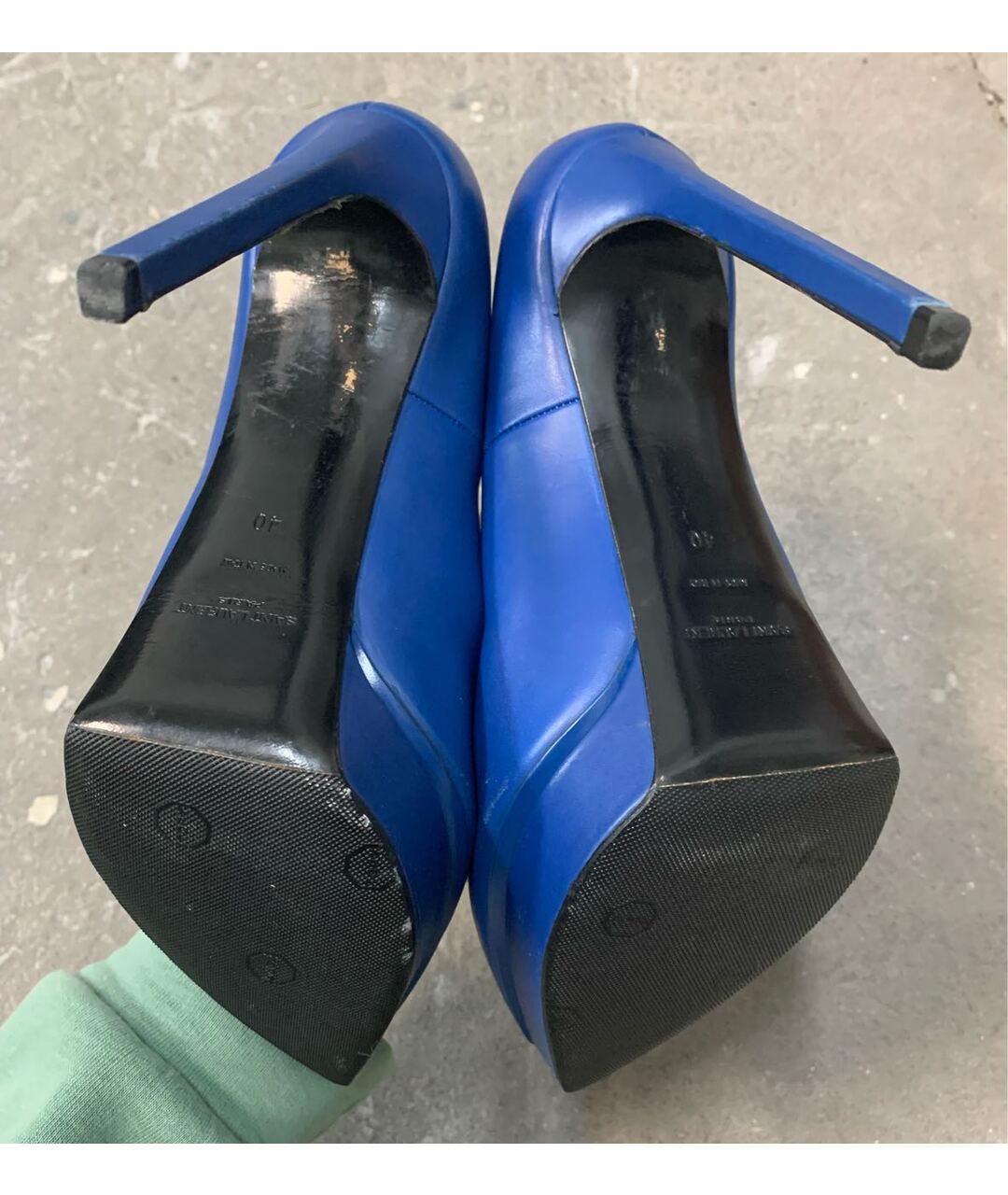 SAINT LAURENT Синие кожаные туфли, фото 5