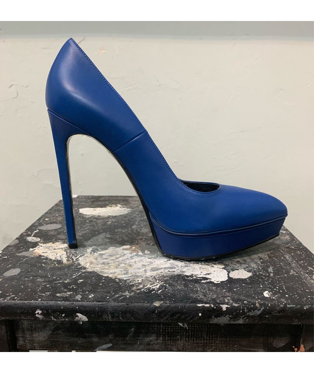 SAINT LAURENT Синие кожаные туфли, фото 6