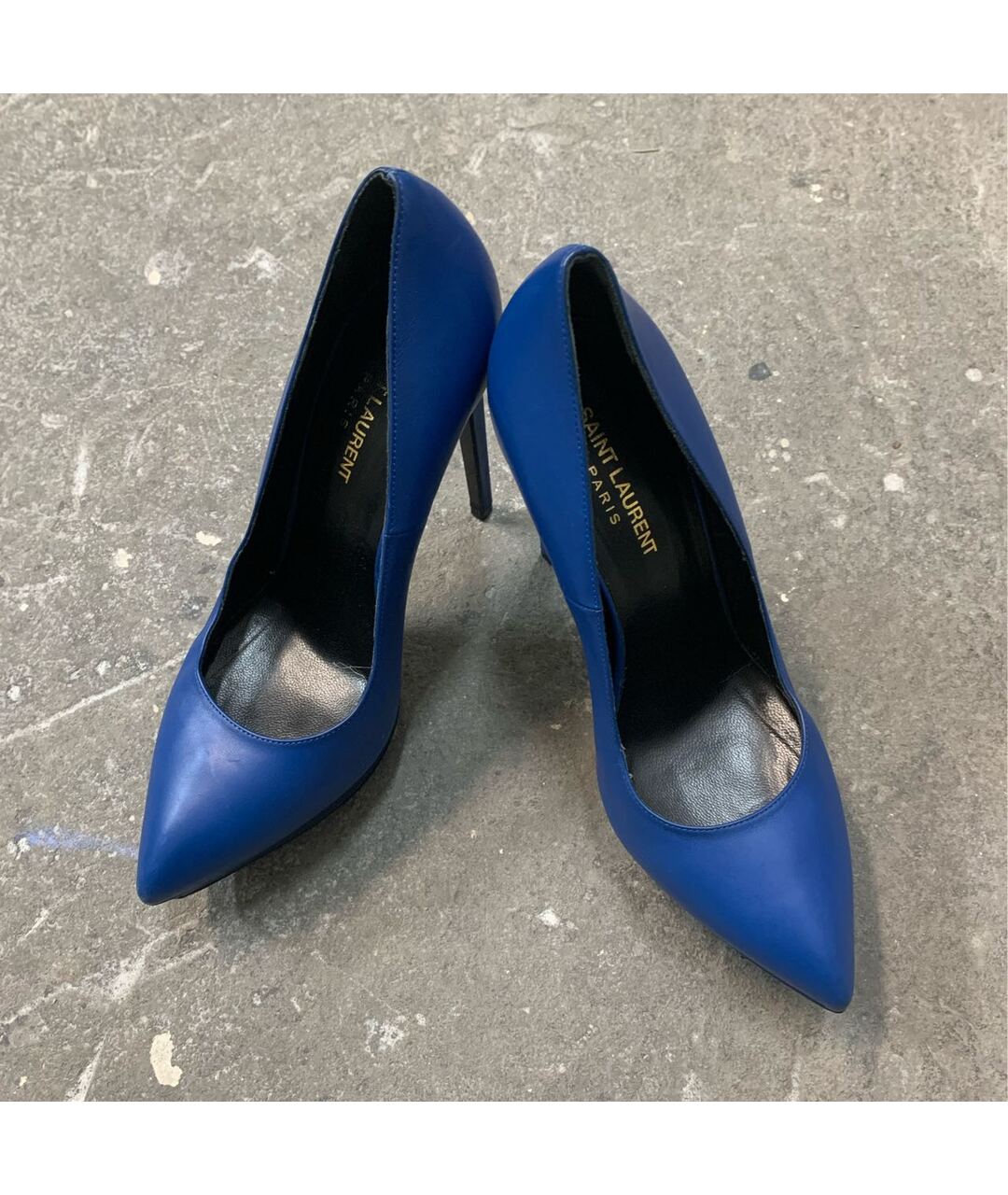 SAINT LAURENT Синие кожаные туфли, фото 3