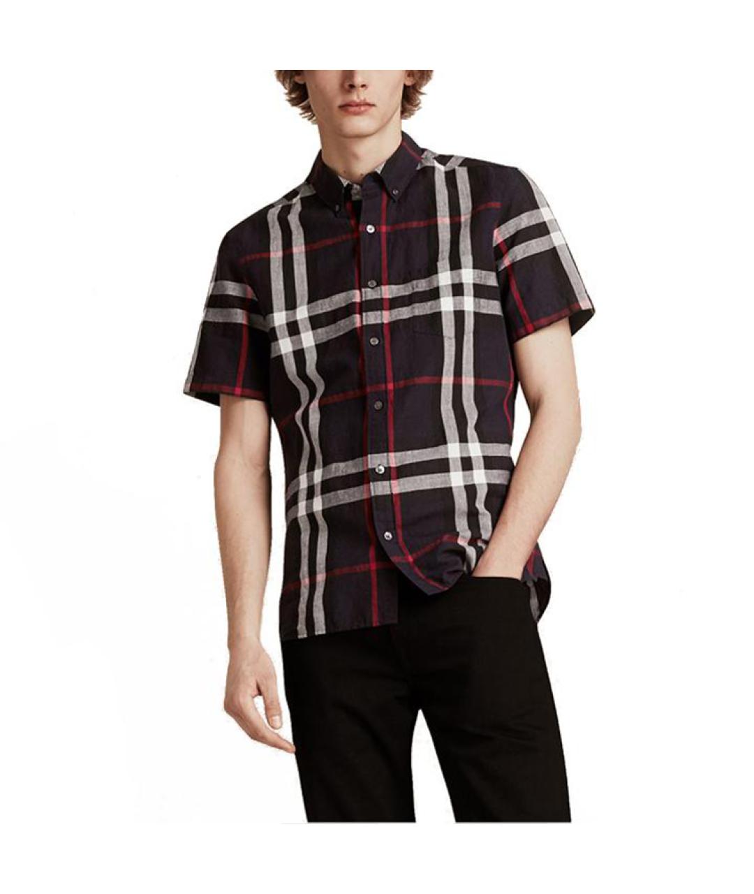 BURBERRY Темно-синяя хлопковая кэжуал рубашка, фото 3