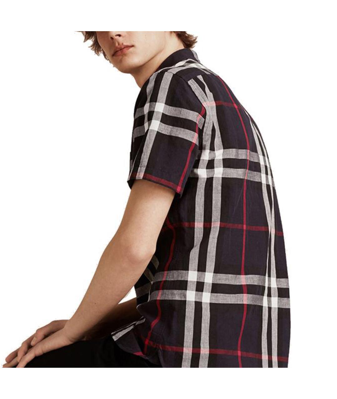 BURBERRY Темно-синяя хлопковая кэжуал рубашка, фото 4