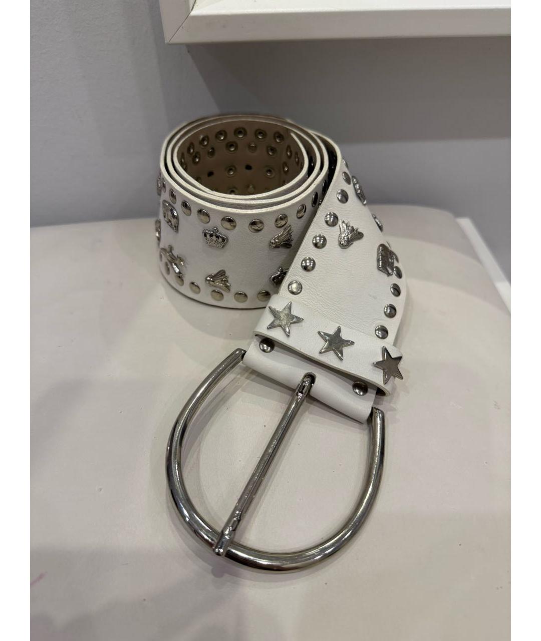 BLUMARINE Белый кожаный ремень, фото 7