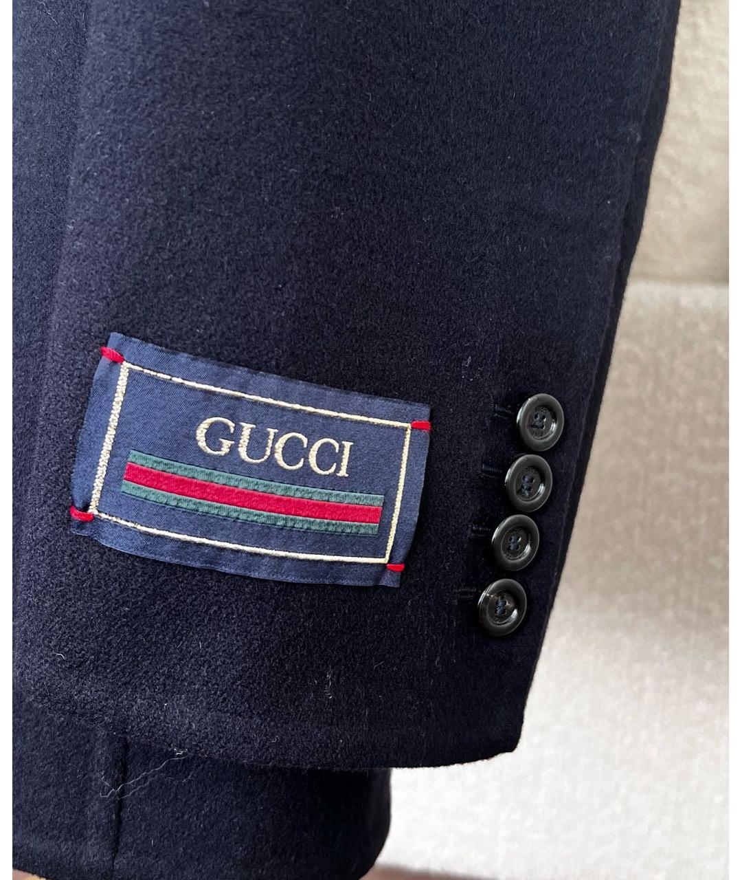 GUCCI Темно-синий шерстяной пиджак, фото 4