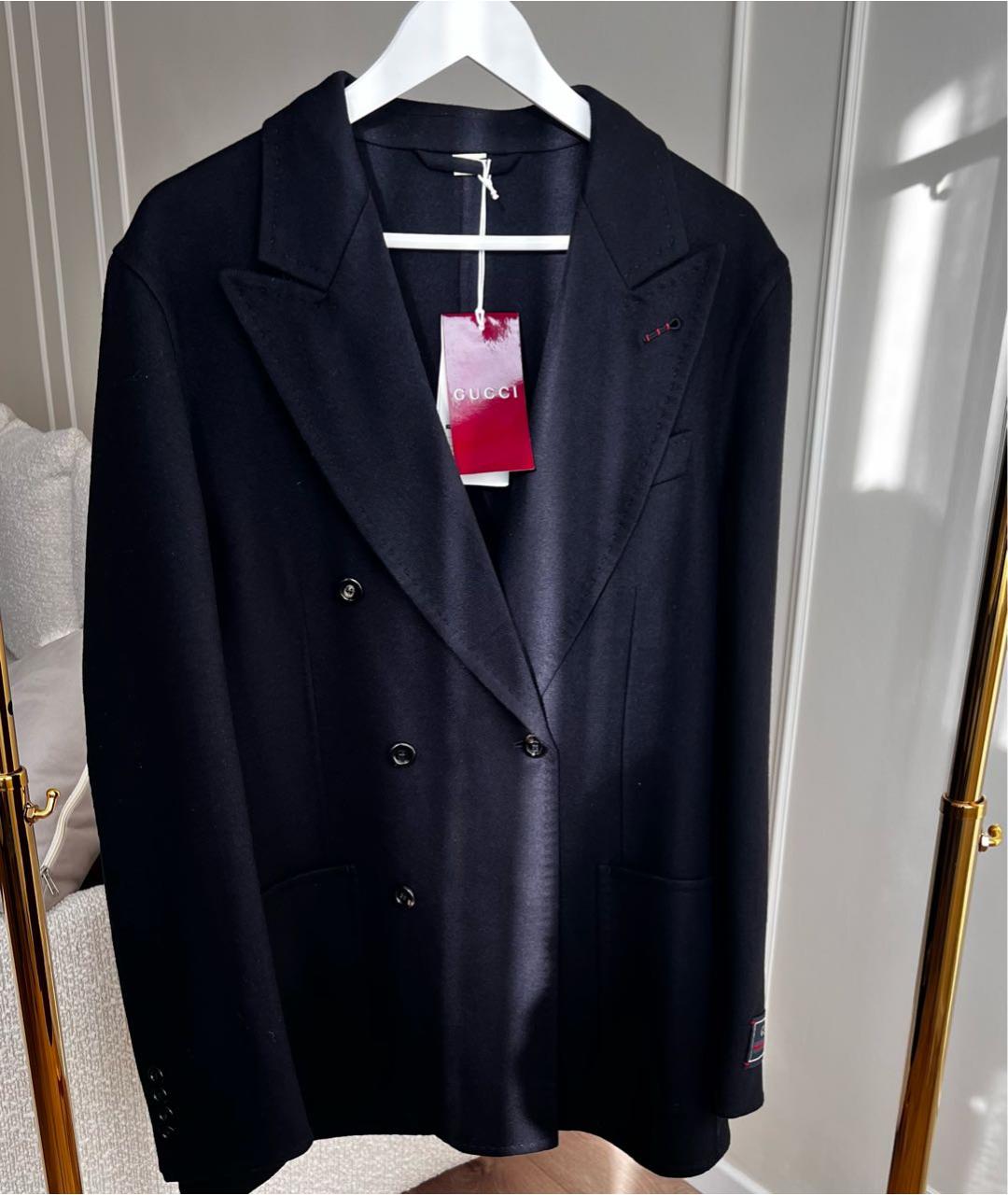 GUCCI Темно-синий шерстяной пиджак, фото 3