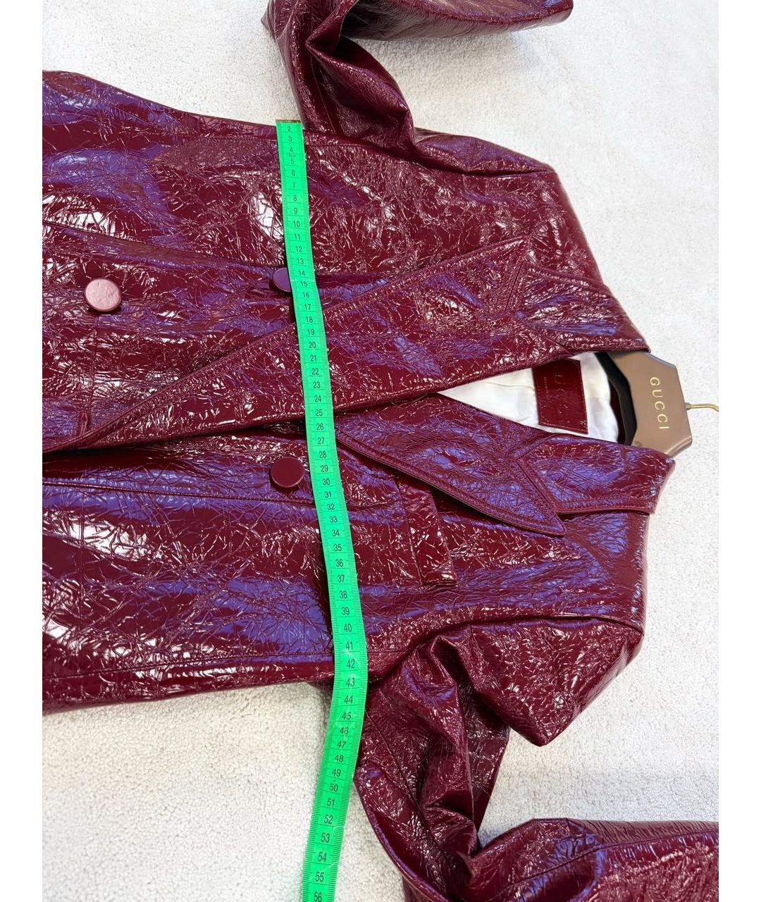 GUCCI Бордовый кожаный жакет/пиджак, фото 7