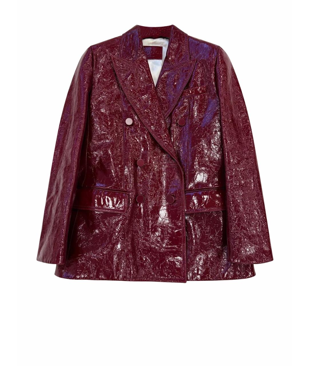 GUCCI Бордовый кожаный жакет/пиджак, фото 1