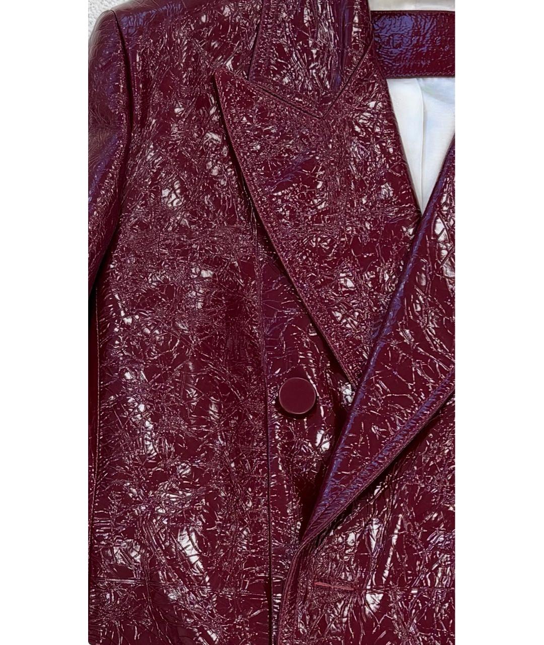 GUCCI Бордовый кожаный жакет/пиджак, фото 4