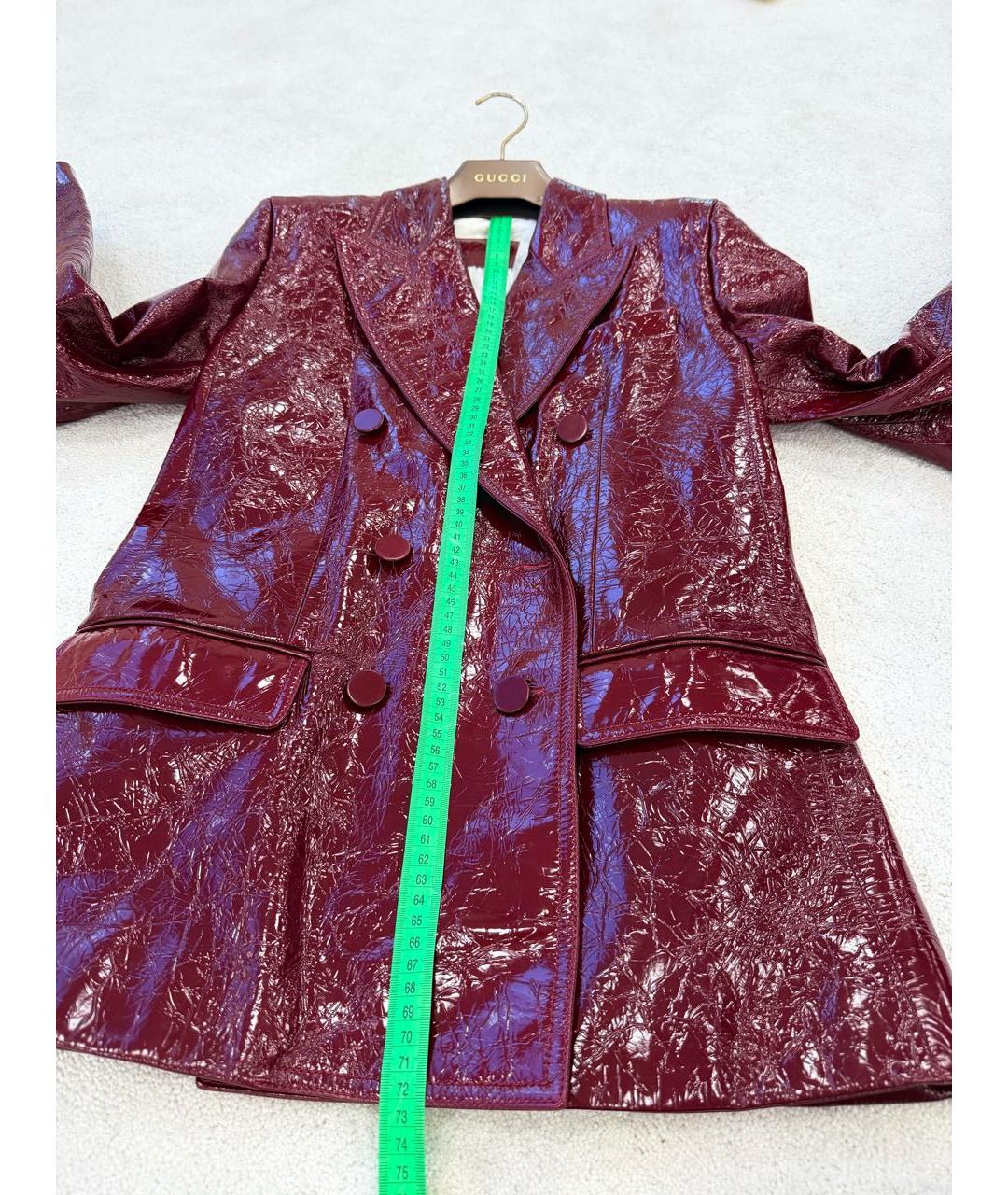 GUCCI Бордовый кожаный жакет/пиджак, фото 8
