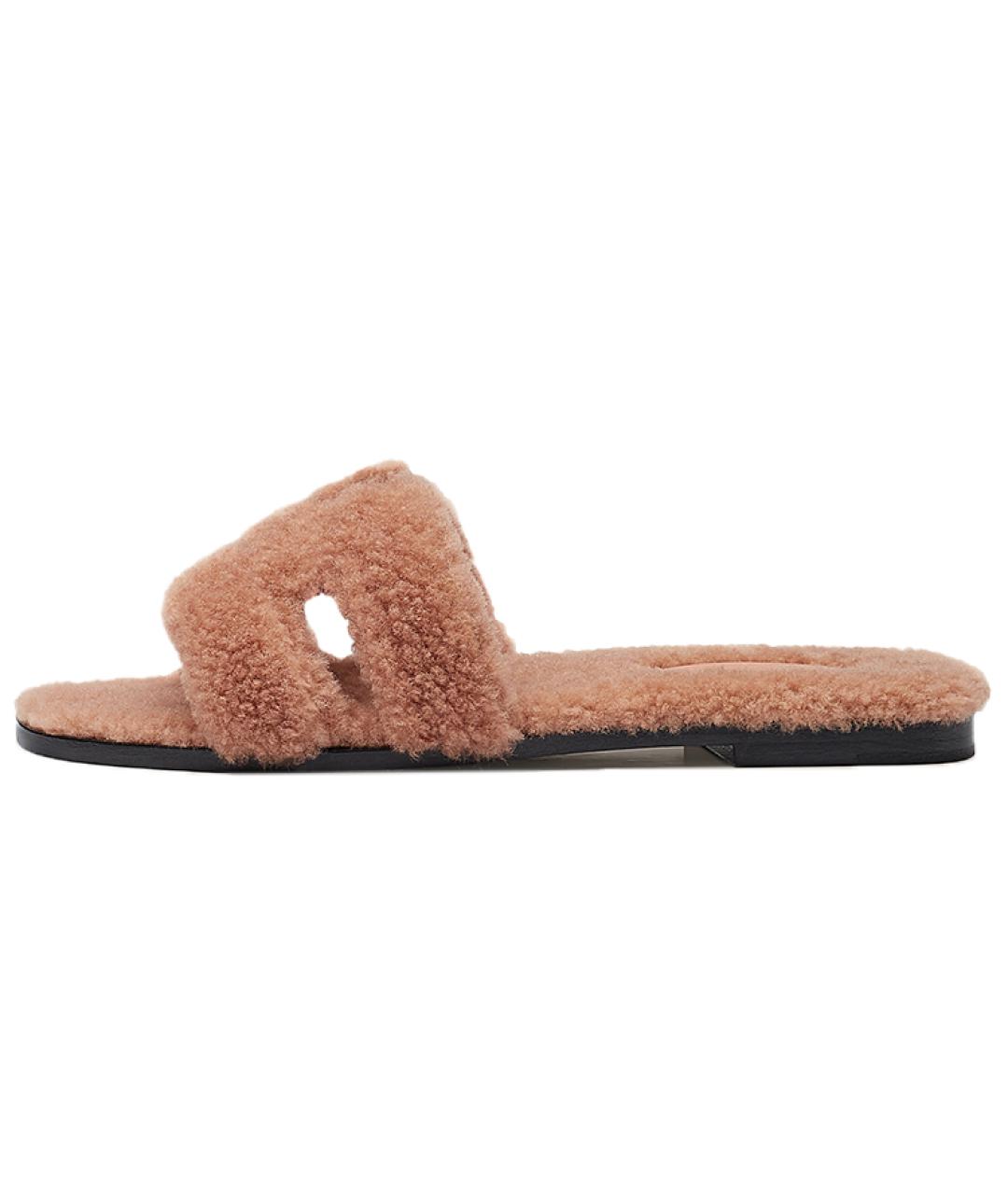 HERMES Коричневые шлепанцы, фото 2