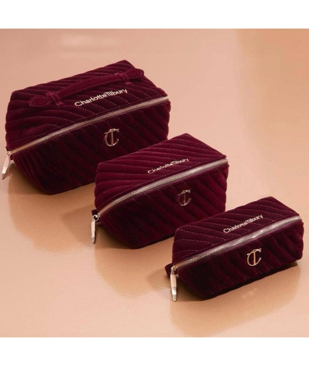 CHARLOTTE TILBURY Бордовая бархатная косметичка, фото 3