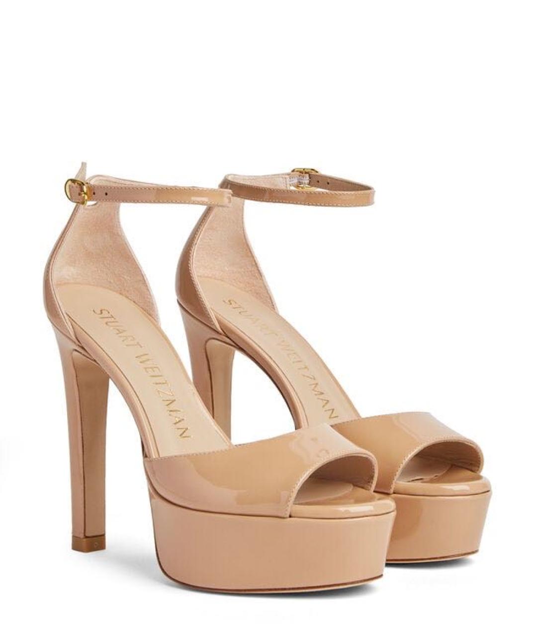 STUART WEITZMAN Бежевые босоножки из лакированной кожи, фото 2