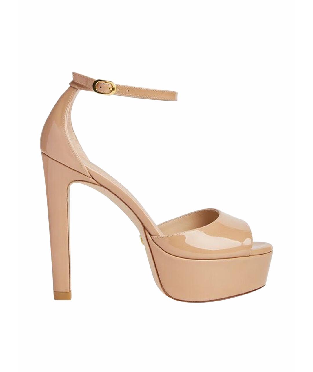 STUART WEITZMAN Бежевые босоножки из лакированной кожи, фото 1
