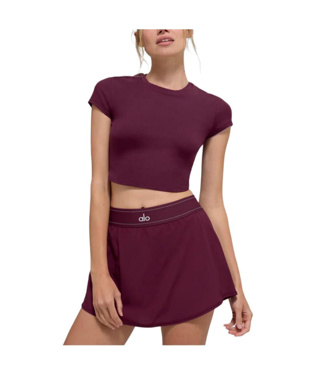 ALO YOGA Бордовая футболка, фото 3