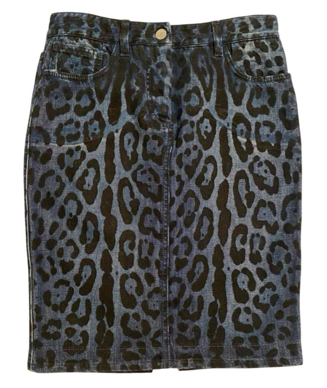 DOLCE&GABBANA Синяя хлопковая юбка мини, фото 5