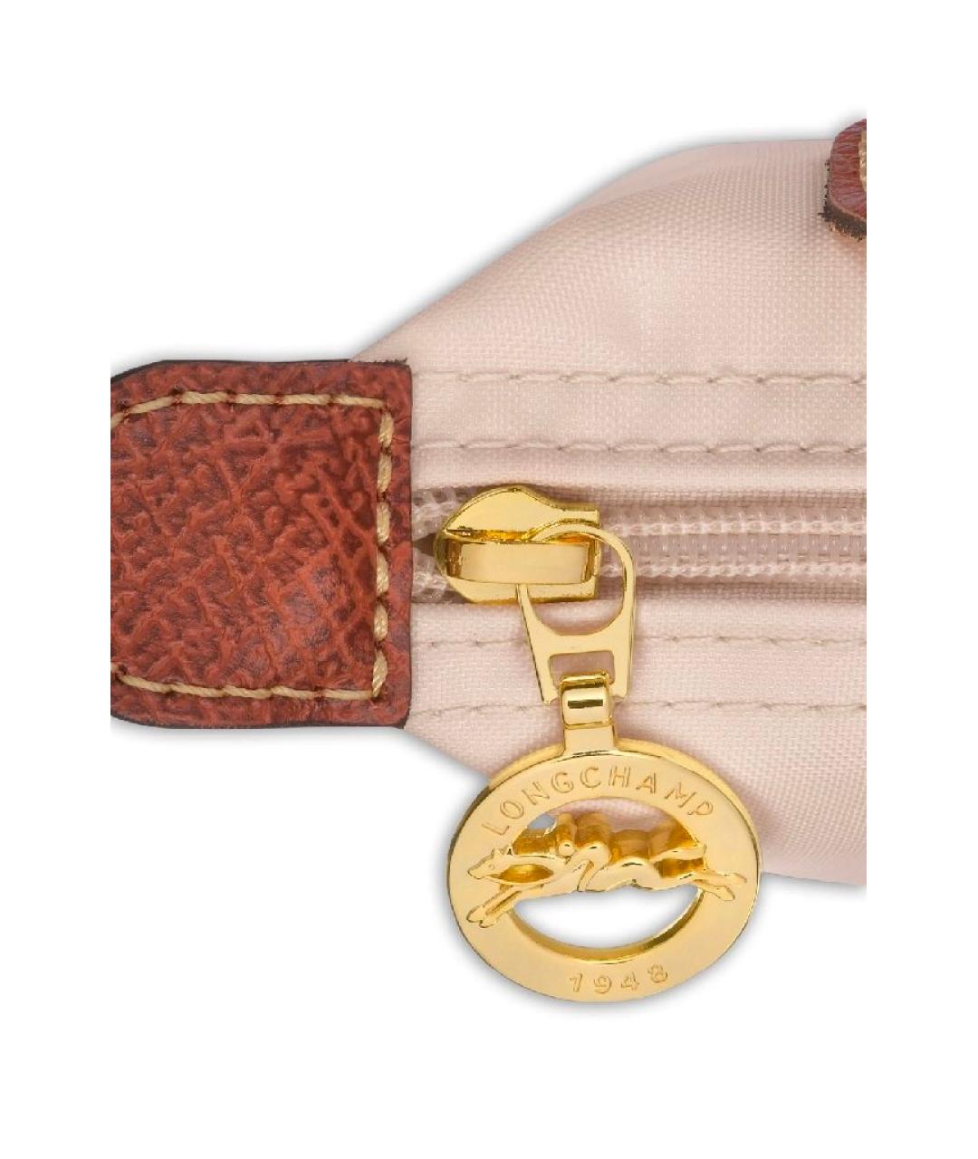 LONGCHAMP Бежевая тканевая сумка с короткими ручками, фото 5