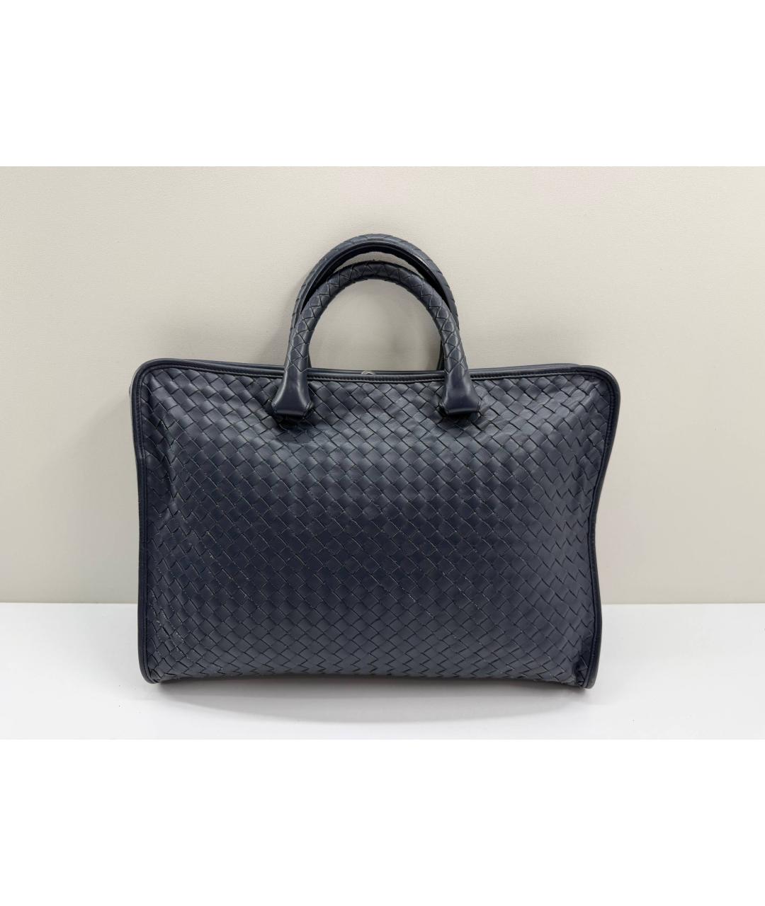 BOTTEGA VENETA Синий кожаный портфель, фото 6