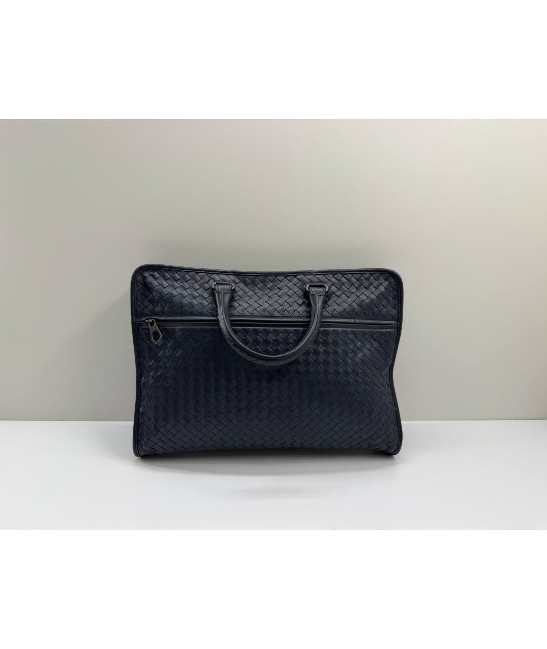 BOTTEGA VENETA Синий кожаный портфель, фото 10