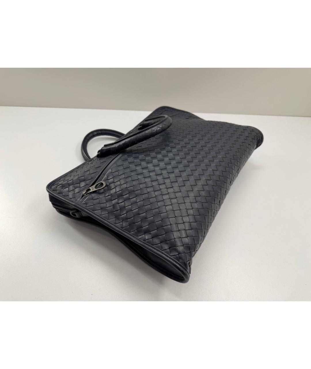 BOTTEGA VENETA Синий кожаный портфель, фото 4
