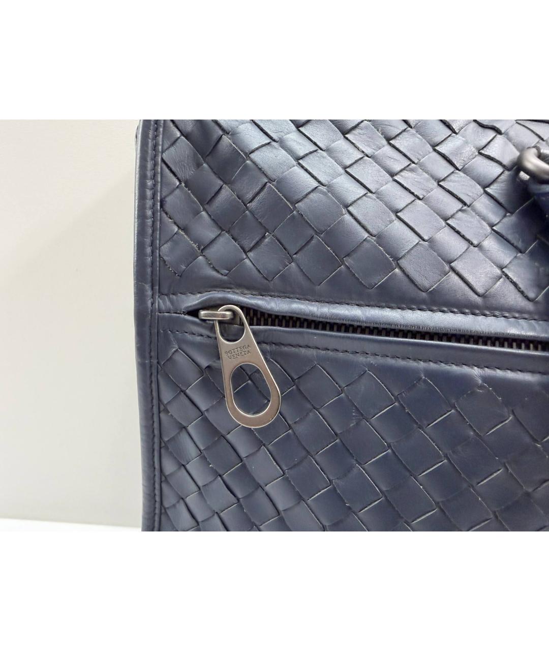 BOTTEGA VENETA Синий кожаный портфель, фото 3