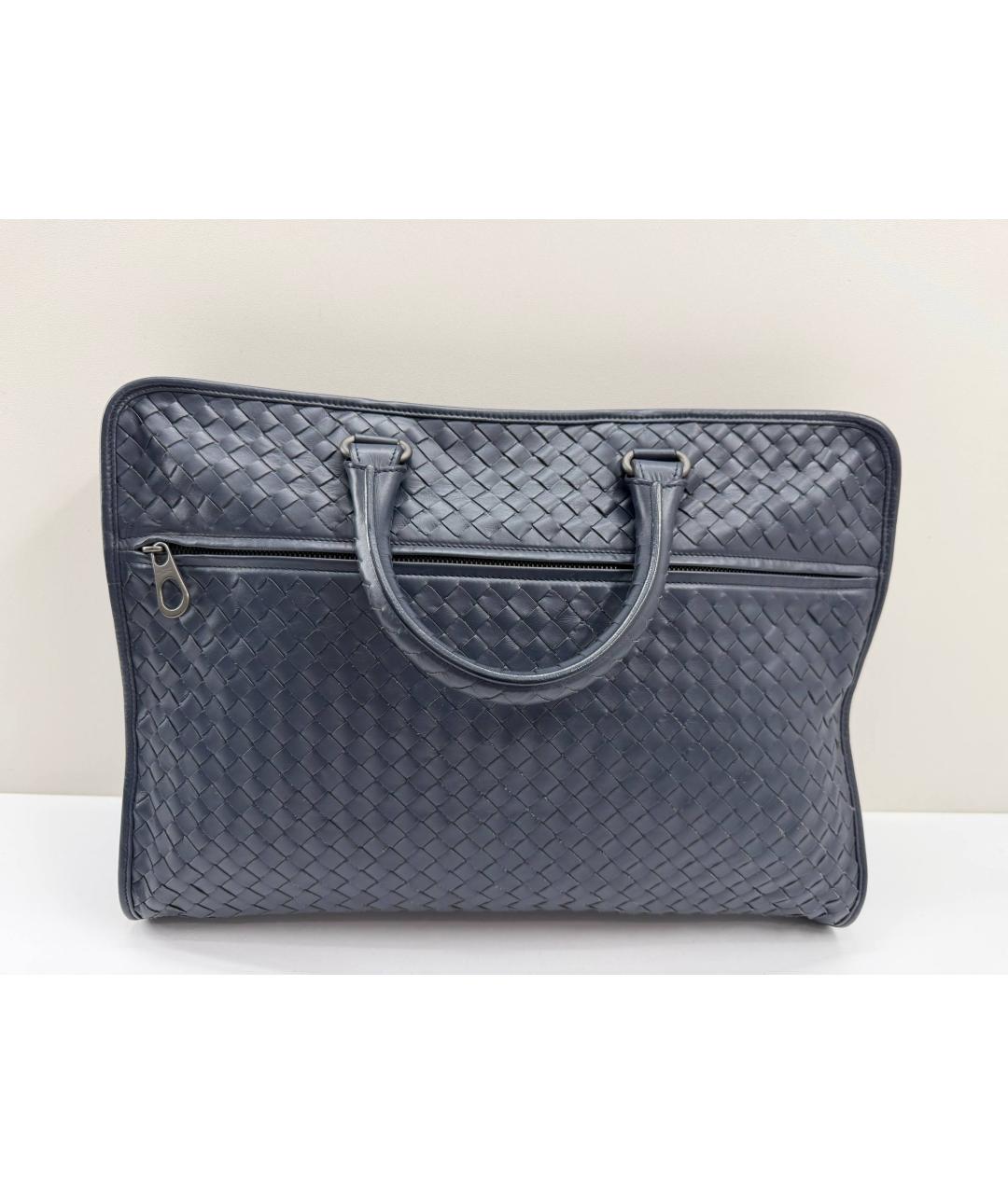 BOTTEGA VENETA Синий кожаный портфель, фото 2