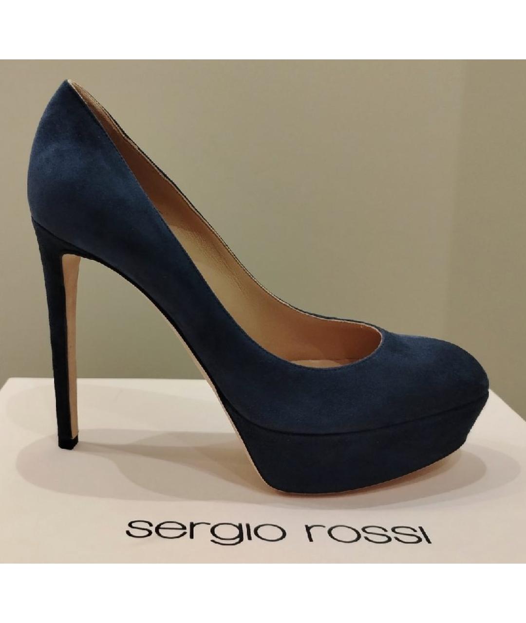 SERGIO ROSSI Темно-синие замшевые туфли, фото 7