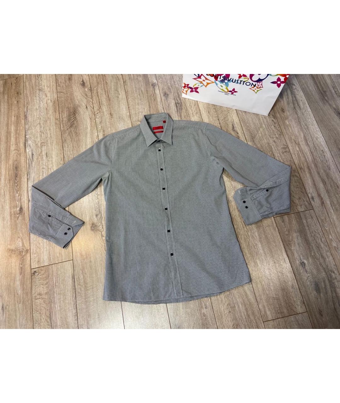 HUGO BOSS Серая хлопковая классическая рубашка, фото 9