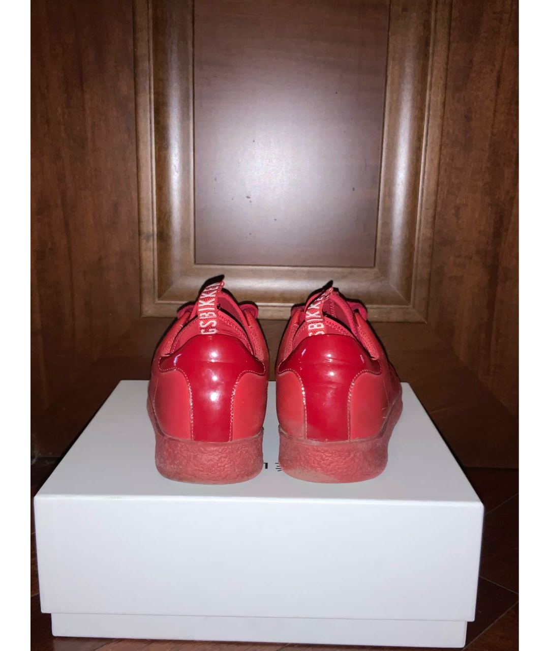 BIKKEMBERGS Красные кожаные низкие кроссовки / кеды, фото 4