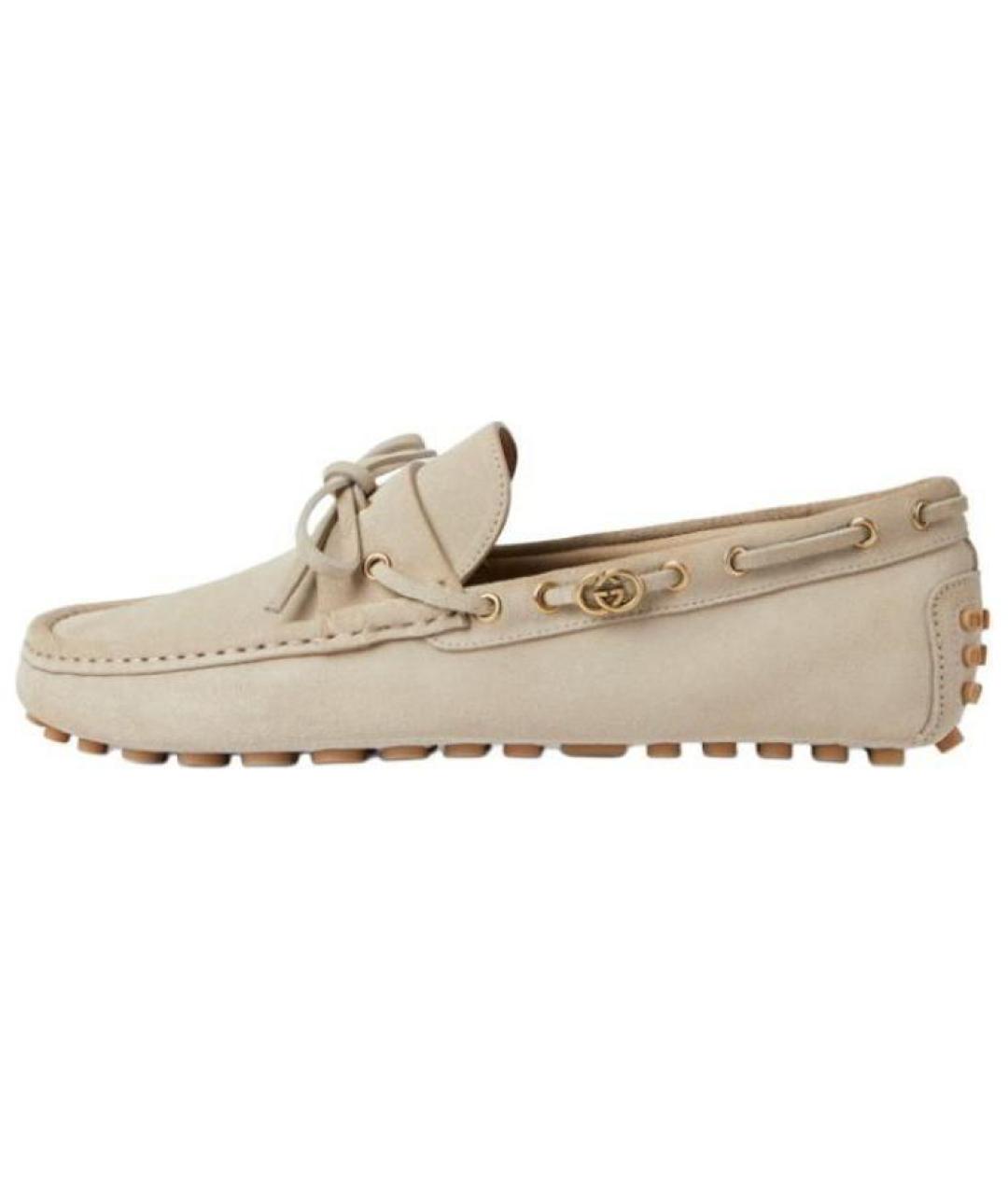 GUCCI Бежевые замшевые мокасины, фото 2