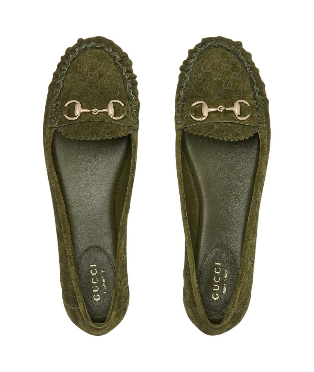 GUCCI Зеленые замшевые мокасины, фото 4