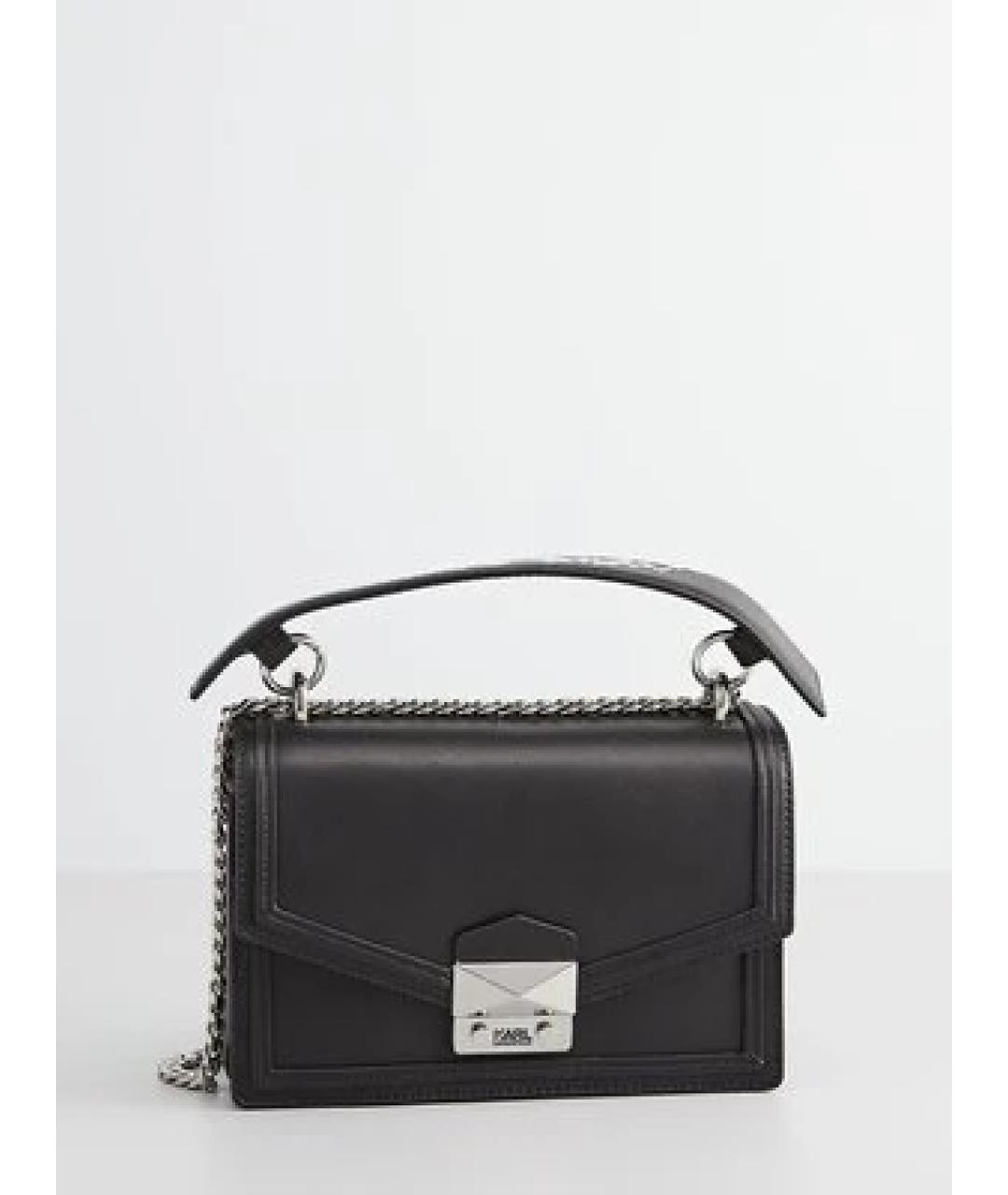 KARL LAGERFELD Черная кожаная сумка через плечо, фото 9