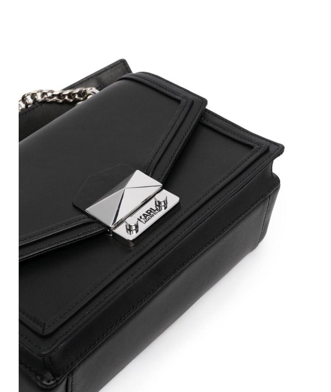 KARL LAGERFELD Черная кожаная сумка через плечо, фото 3