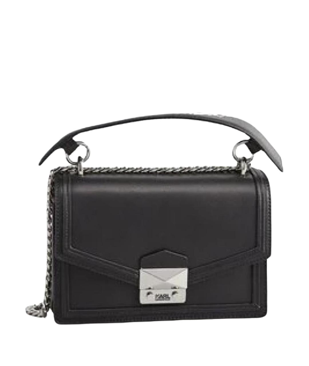 KARL LAGERFELD Черная кожаная сумка через плечо, фото 1