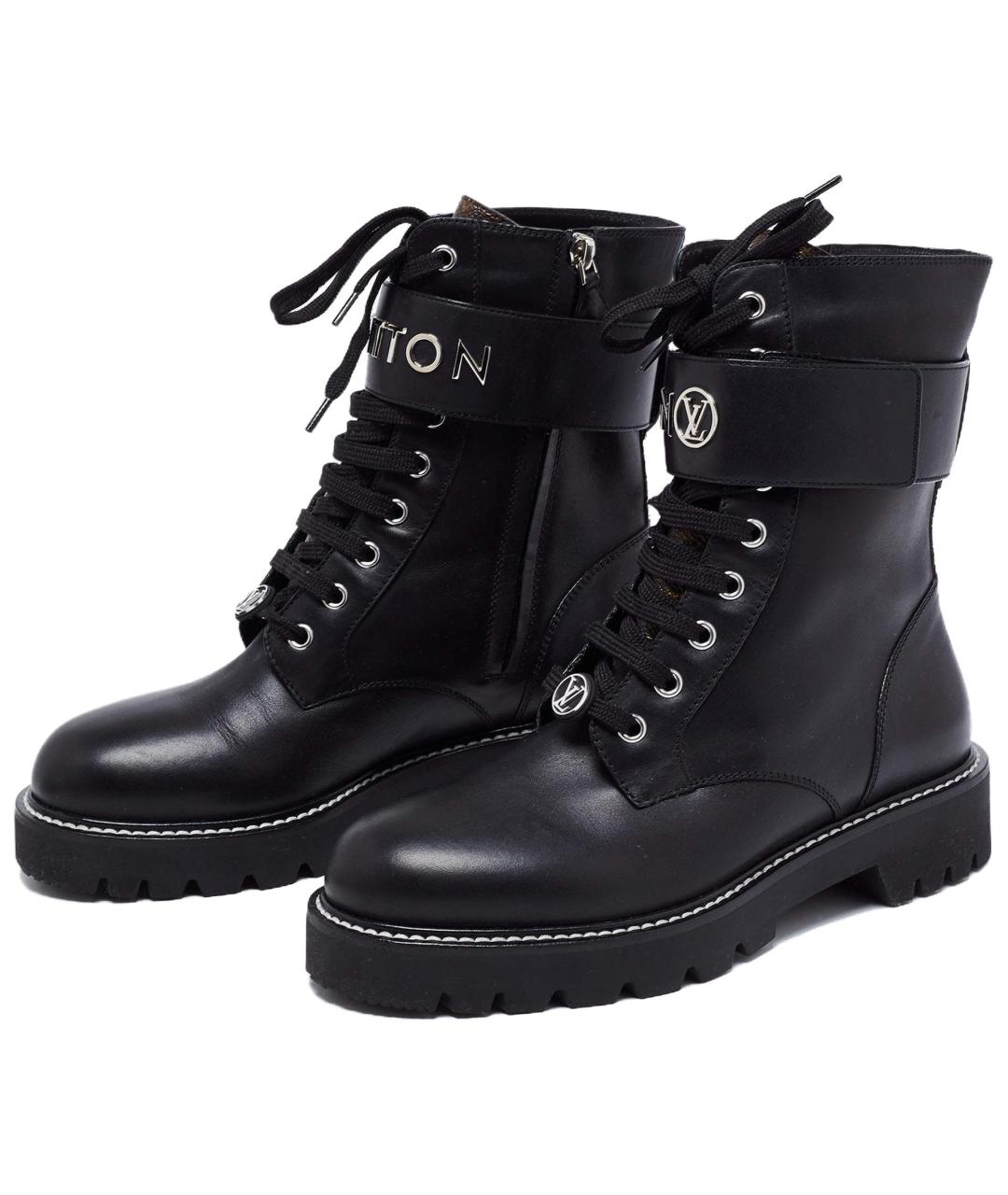 LOUIS VUITTON Черные кожаные ботинки, фото 3