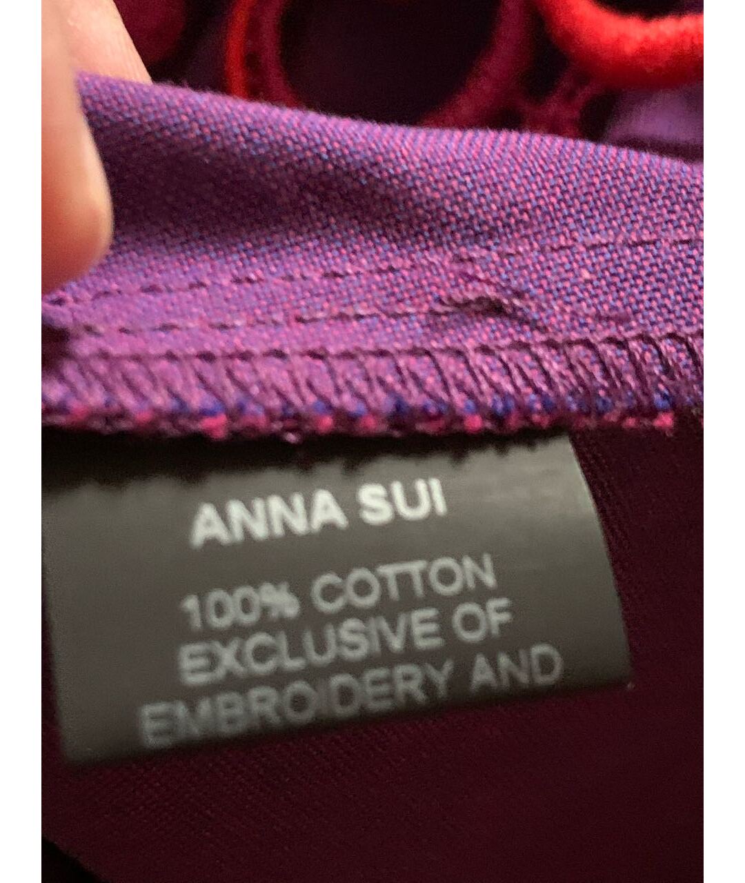 ANNA SUI Фиолетовое хлопковое платье, фото 7