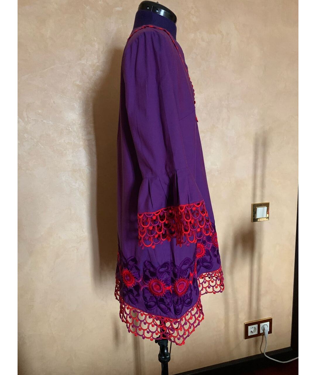 ANNA SUI Фиолетовое хлопковое платье, фото 8