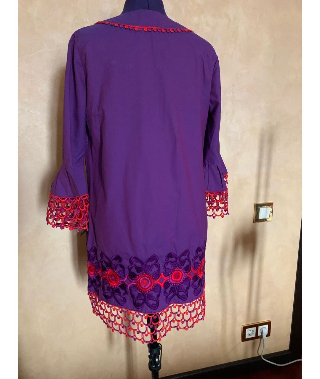 ANNA SUI Фиолетовое хлопковое платье, фото 2