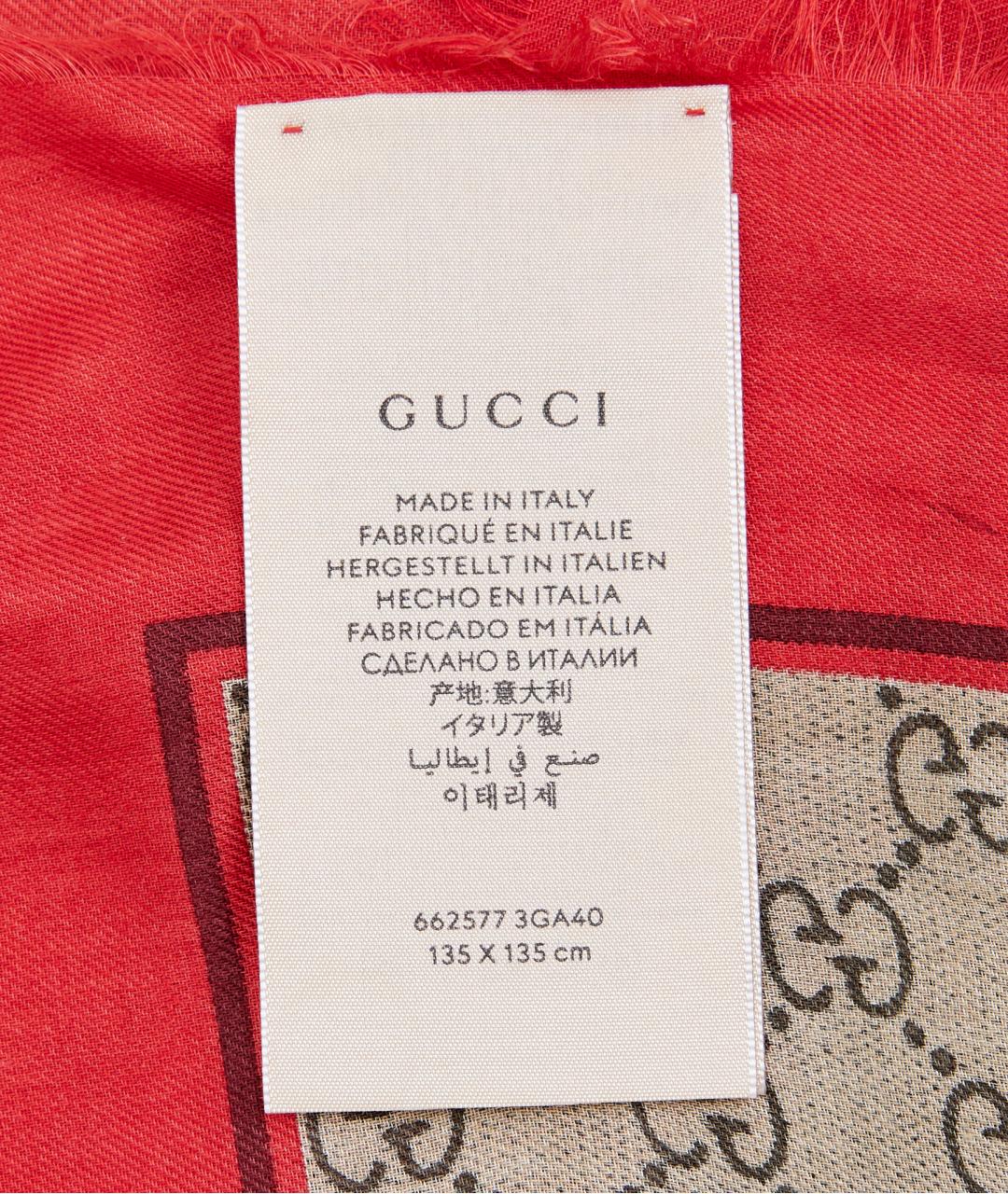 GUCCI Бежевый шелковый платок, фото 4